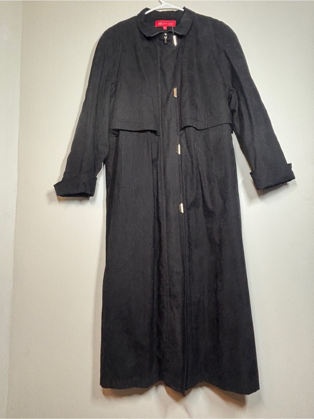 Anne Klein Black Long Trench Coat